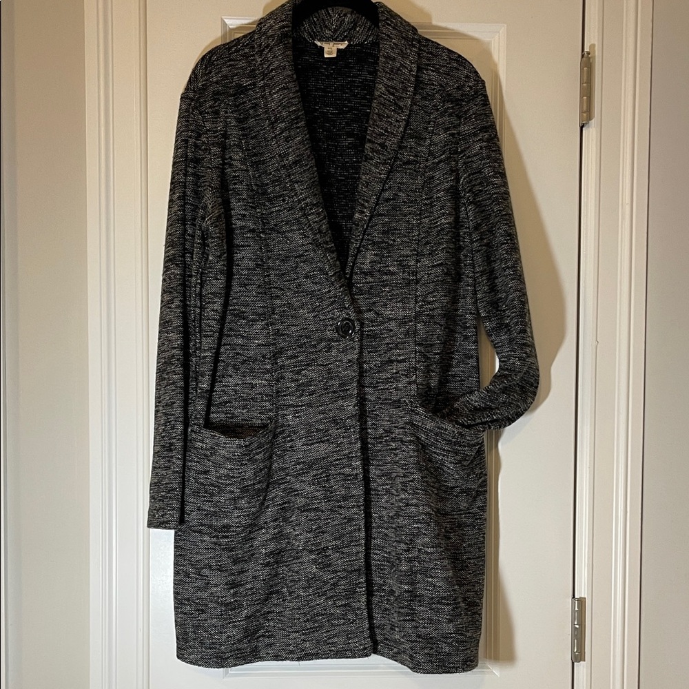 Tribal Black & White Marled Sweater Coat